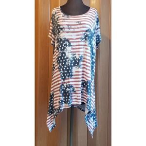 Ronnie Salloway size large red, white & blue knit top